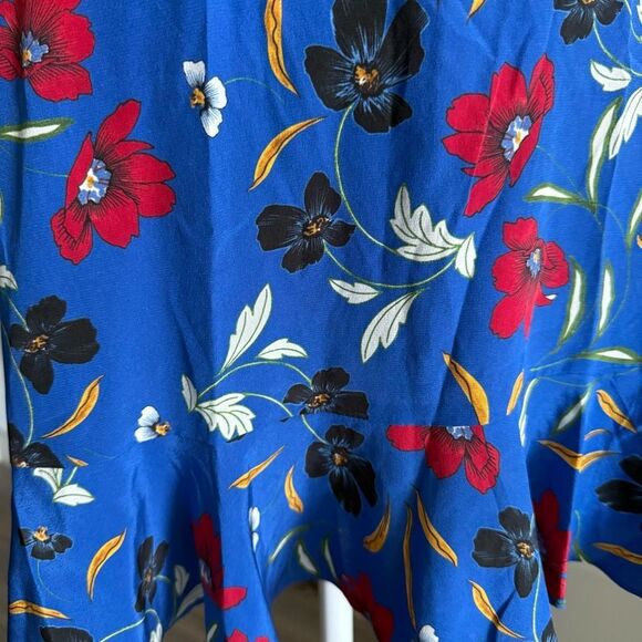 Intermix 100% Silk Blue Floral Long Sleeve Wrap Mini Dress Size XS - Picture 4 of 7